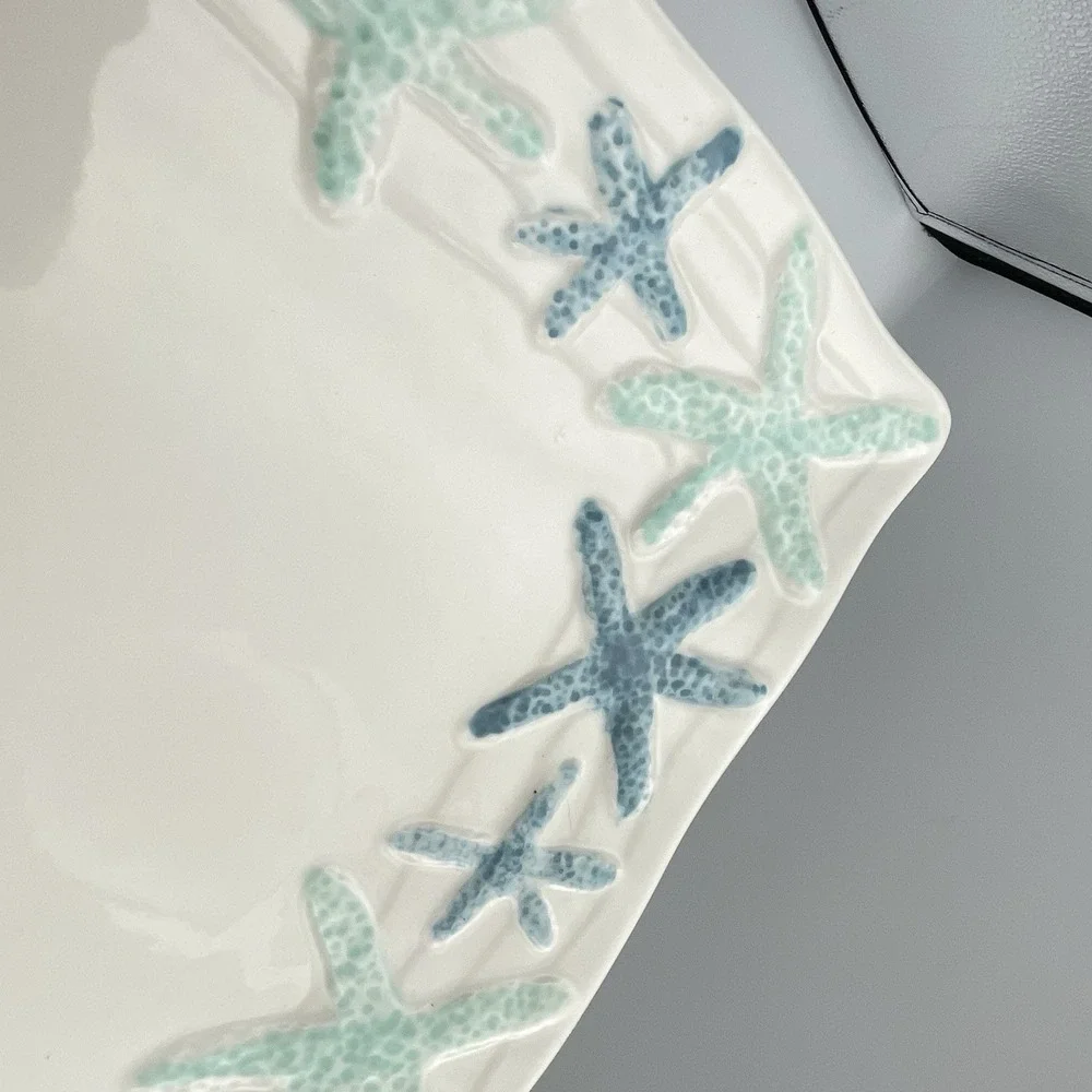 Coastal Home Cape Coral Starfish Square Dinner Plates 10.75
